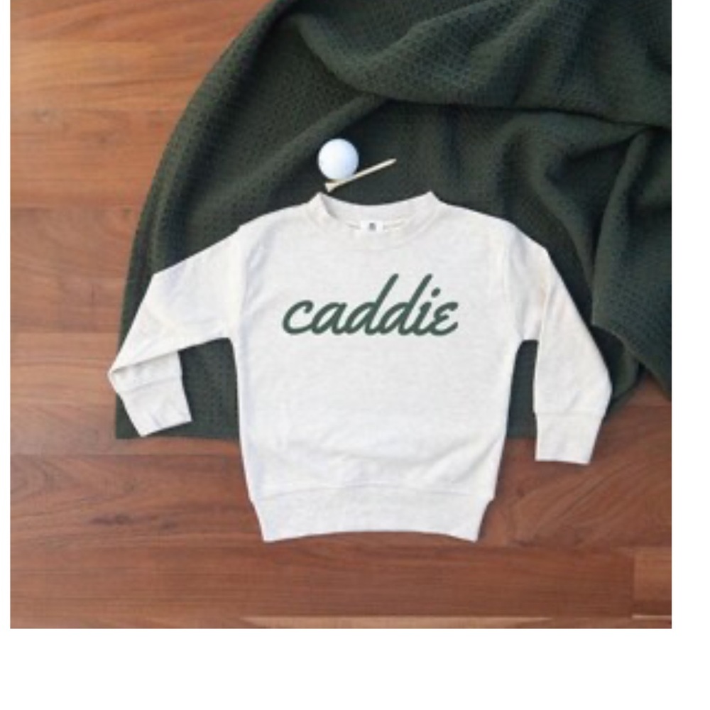 Cream Sweatshirt with Green 'Caddie' Print